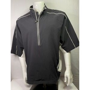 Footjoy FJ Dryjoys Tour Collection Men's XL Black White 1/2 Zip Wind Shirt Golf